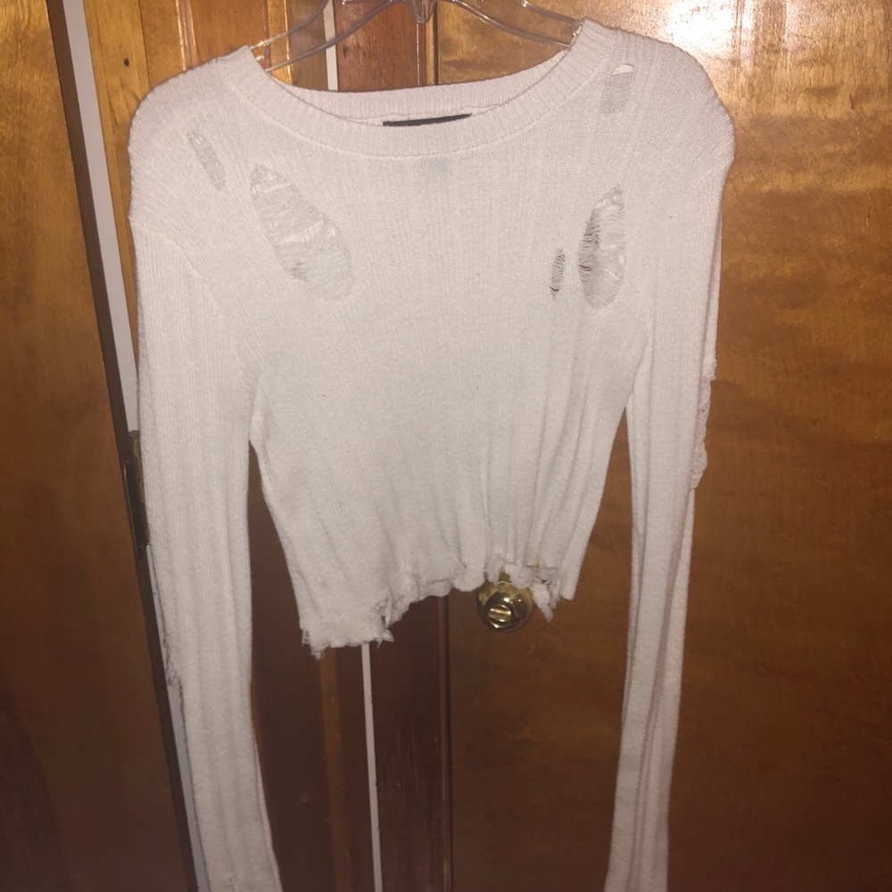 White ripped crop top